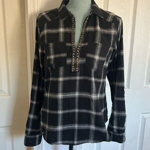 Hollister Flannel Pullover with bead trim
